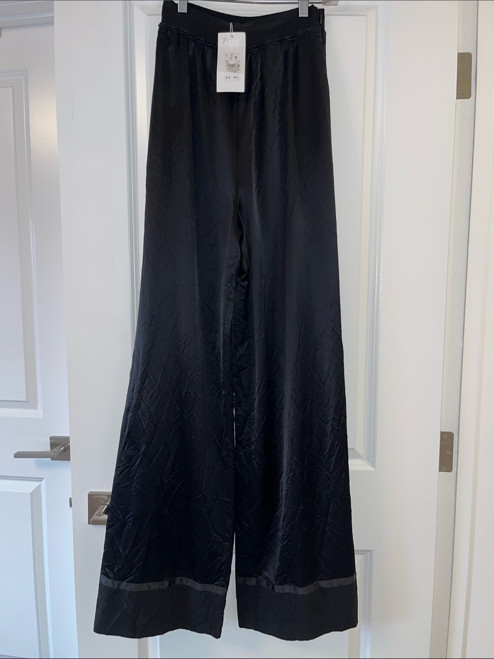 Maison Margiela of Paris Black Wide-Leg Satin Pants